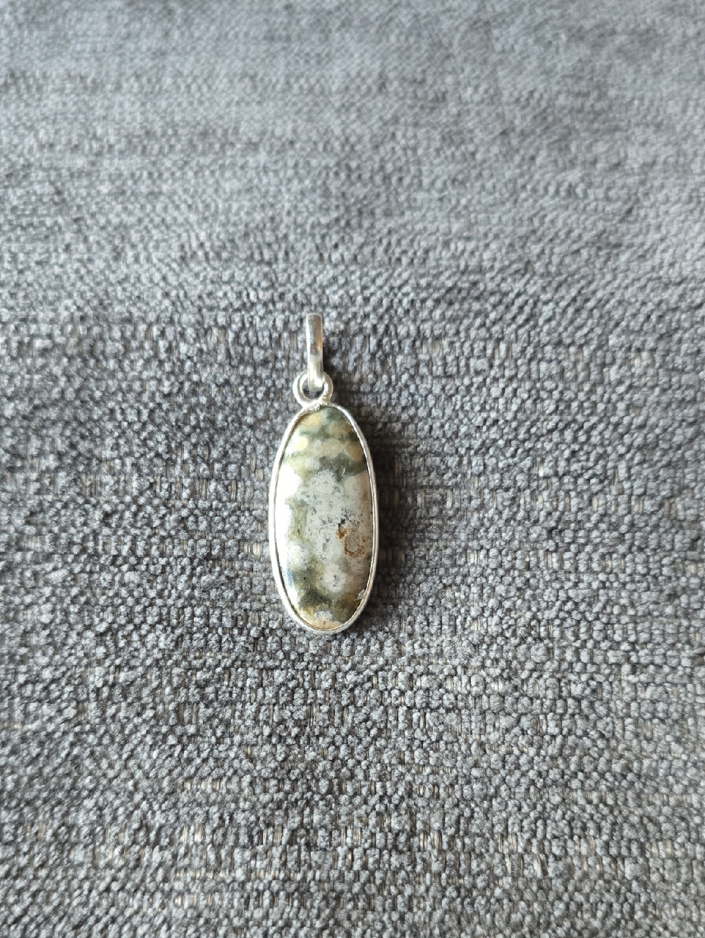 925 Sterling Silver Oval Natural Ocean Jasper Pendant